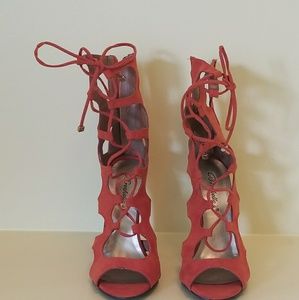 Burnt orange lace up heels